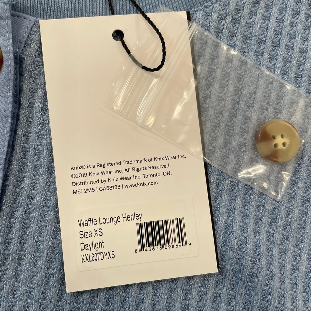 NWT KNIX Light Blue Waffle Henley - Picture 6 of 9
